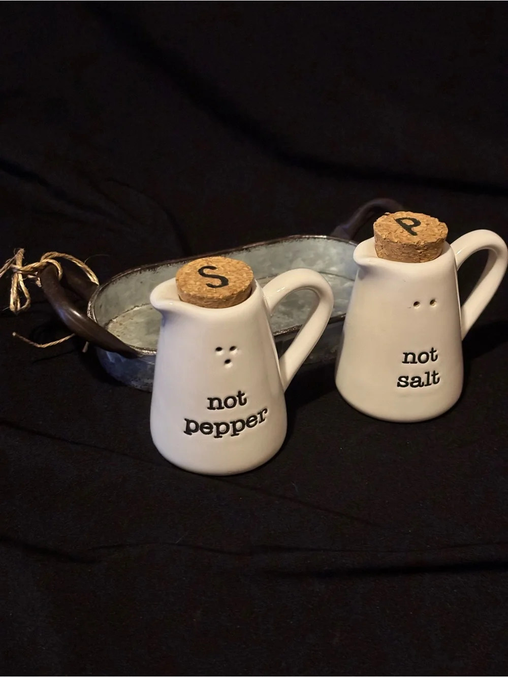 Mud Pie Not Salt and Pepper Caddy Set. Cottage Core.